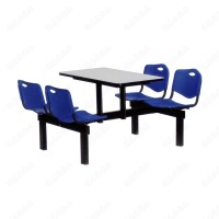 厂家定制PP塑料靠背防火板桌面公司员工餐桌椅颜色可选